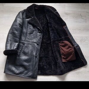 Vintage Black Sheepskin/ Shearling Coat